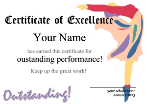 dance certificate template