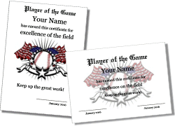 USA baseball certificate template