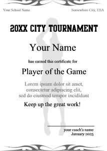 basketball award template with player silohuette taking a 3-point jump shot