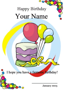 certificate, birthday border, birthday cake