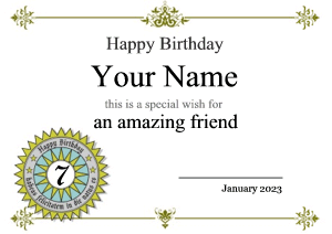 persoanlized birthday certificate template