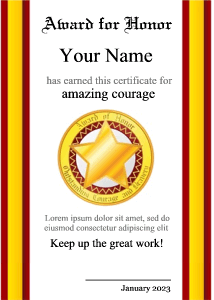 bravery certificate template