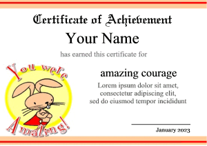 certificate template with cute character