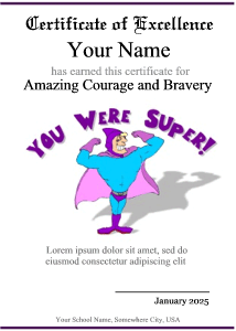 bravery certificate template for kids