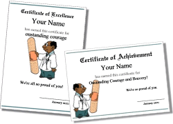 hospital and clinic certificates for kids