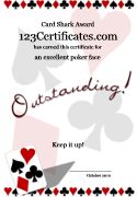 card game certificates for kids