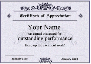 sample template of certificate of appreciation