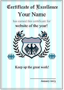 award certificate template, blue, formal crest