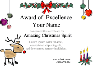 reindeer, certificate border, christmas