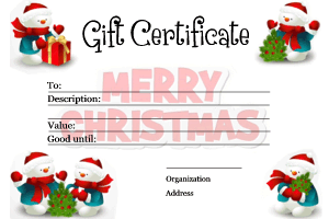 Cute Snowman Gift Certificate