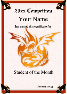 certificate border with dragon, flames