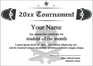 certificate template, skateboarding, skull, skateboard