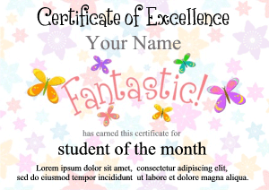 butterfly and flowers certificate template