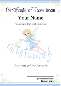 certificate border, fairy, princess, cute character