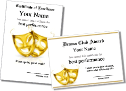 25  Theatre and Drama Club Certificates