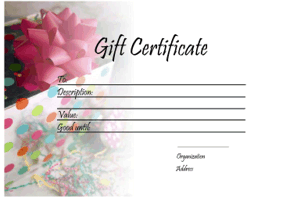 gift certificate template, present