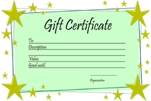 gift certificate, star background