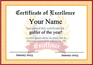 certificate template, golf