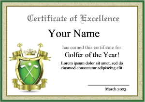 certificate template, golf club crest