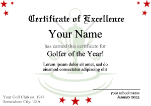 golf award template
