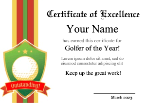 golf certificate template