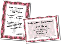golf certificate border, argyle pattern