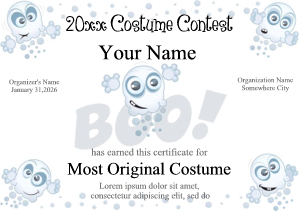 Halloween certificate with cute ghosts