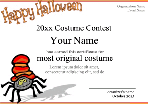 certificate with cute spider for Halloween