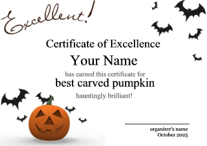 certificate for Halloween contests