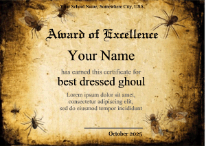 scary certificate template like burnt parchment