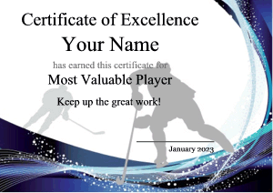 certificate template, abstract design, ice hockey