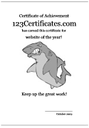 certificate template with sharks mascot
