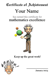Einstein certificate template, genius