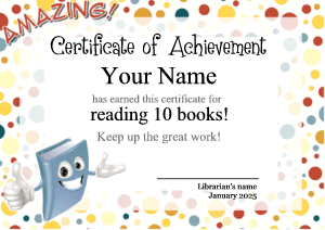 cute reading certificate template for kids