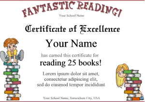 reading award template for kids