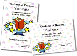 reading certificate for kids