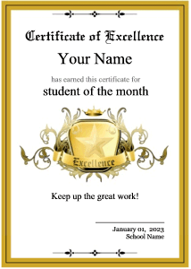 gold star certificate template