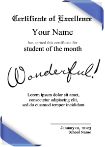 certificate template, blue ribbon, contest winner