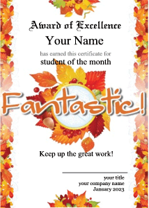 fall certificate template, fall leaves border