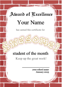 school certificate template, brickwall, graffiti