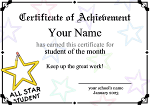 star student certificate template