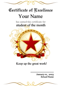 school certificate border, star, emblem