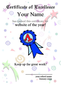fun certificate for kids, ribbon, best