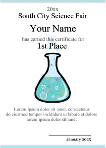 chemistry award template with beaker