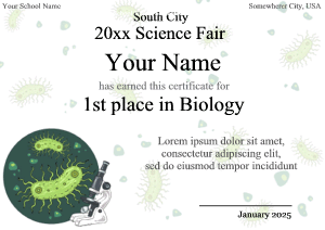 biology award certificate