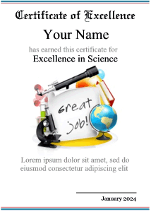 award template, science background
