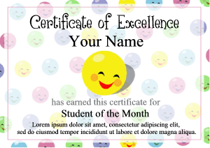 certificate template, colorful, smiley faces