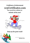 snowboarding award certificate for kids