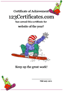 snowboarding award certificate for boys