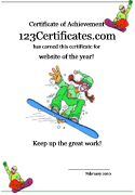 snowboarding award certificate for girls